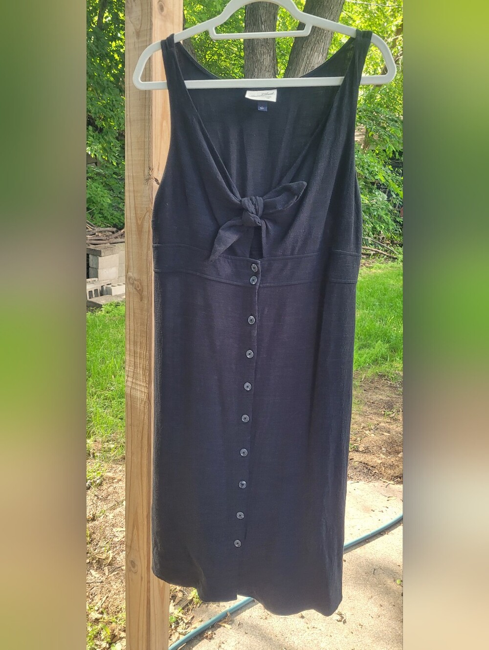 Universal Thread Black Tie-Front Button Midi Dress - Picture 2 of 6